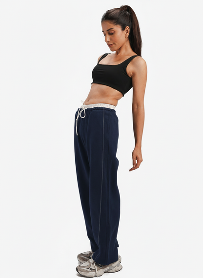 Women’s Navy Relaxed Fit Athleisure Track Pants
