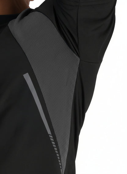 Men's Half Sleeves Dry Fit Gym T-shirt Black Grey