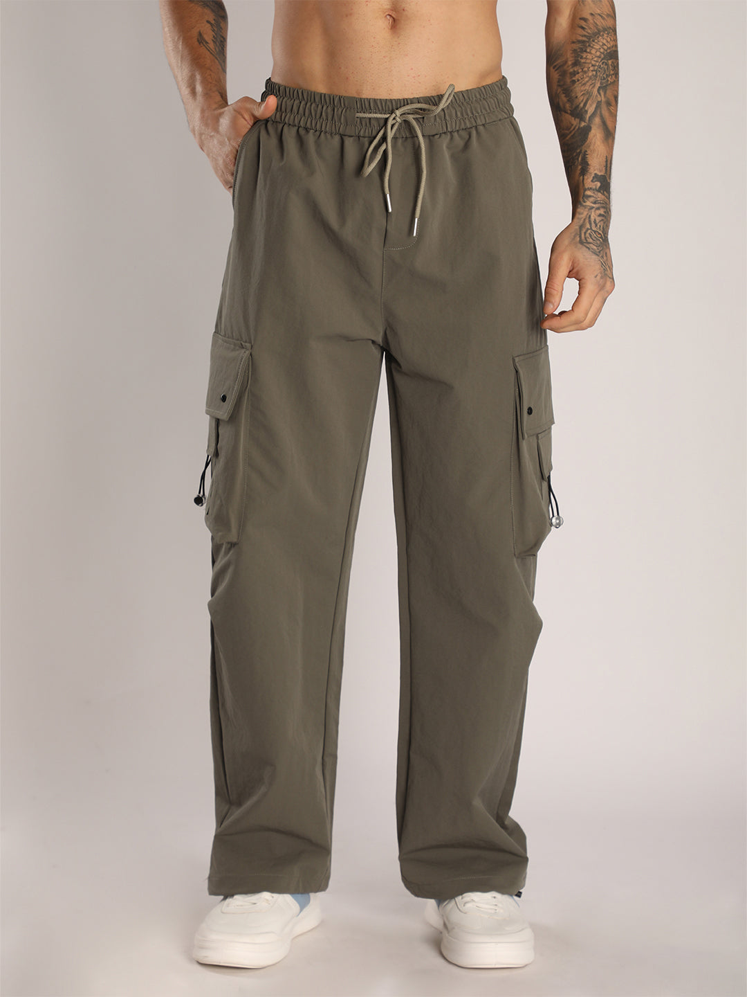 Men’s Premium Olive Sports Track Pants with Side Pockets