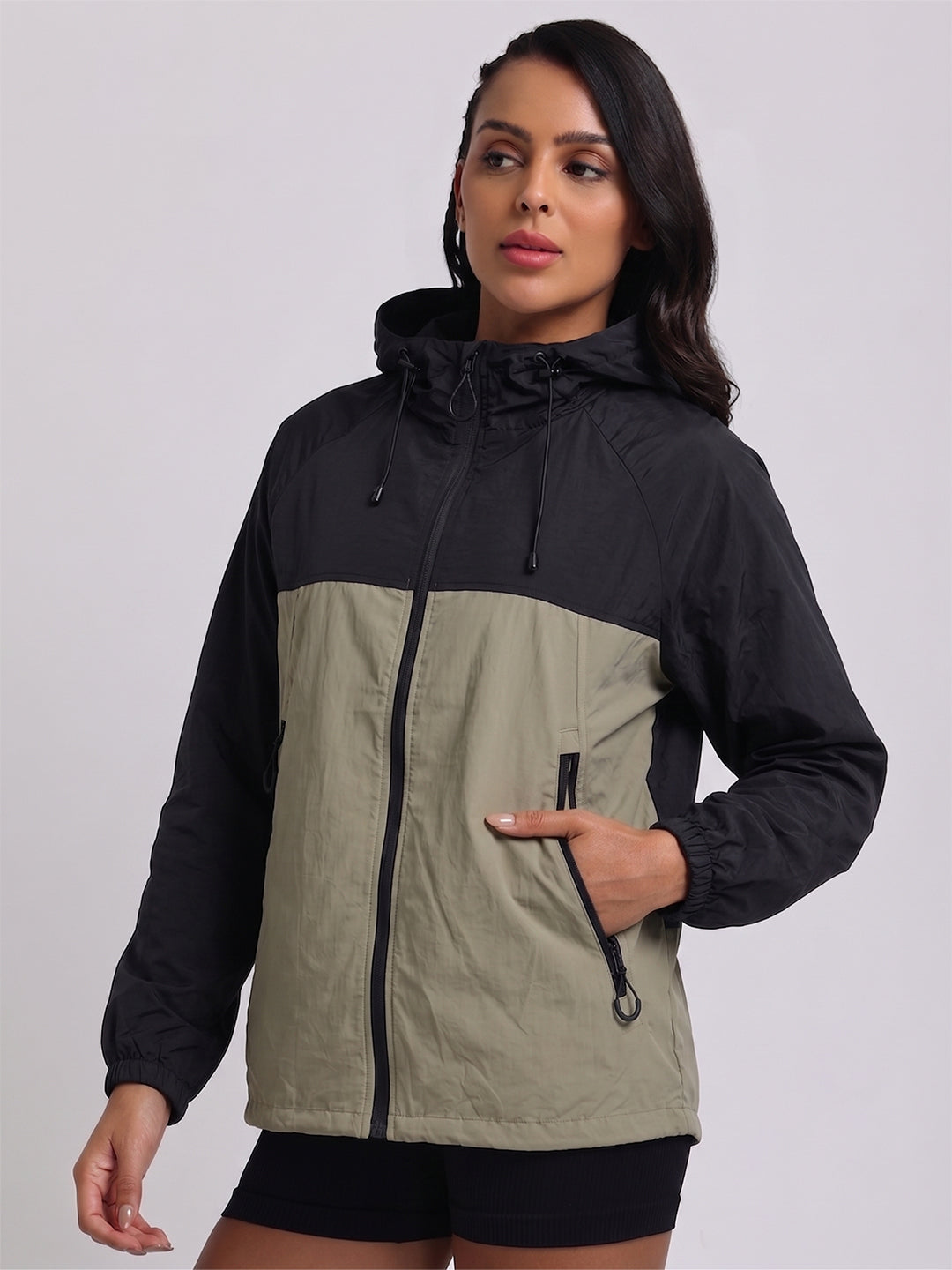 Women's Black Green Hooded Sunscreen Jacket UPF 50+ | UV & Sun Protection