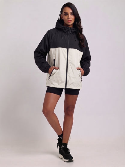 Women's Black White Hooded Sunscreen Jacket UPF 50+ | UV & Sun Protection