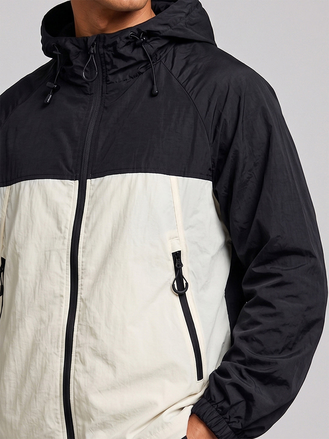 Men's Black White Hooded Sunscreen Jacket UPF 50+ | UV & Sun Protection