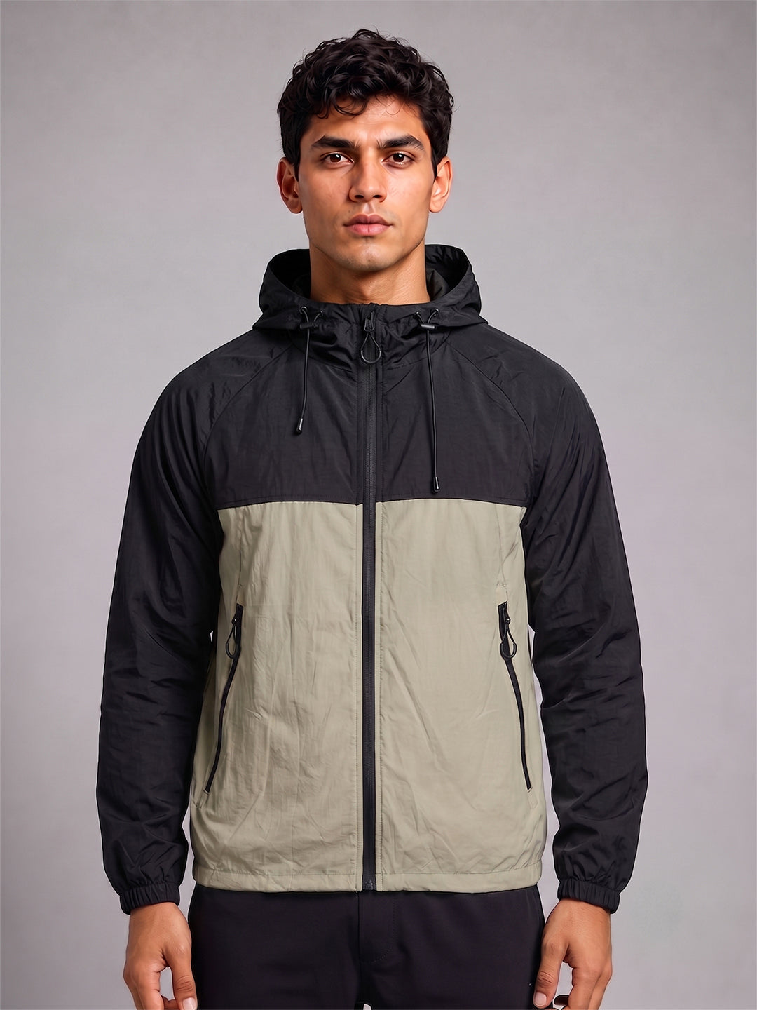 Men's Black Green Hooded Sunscreen Jacket UPF 50+ | UV & Sun Protection