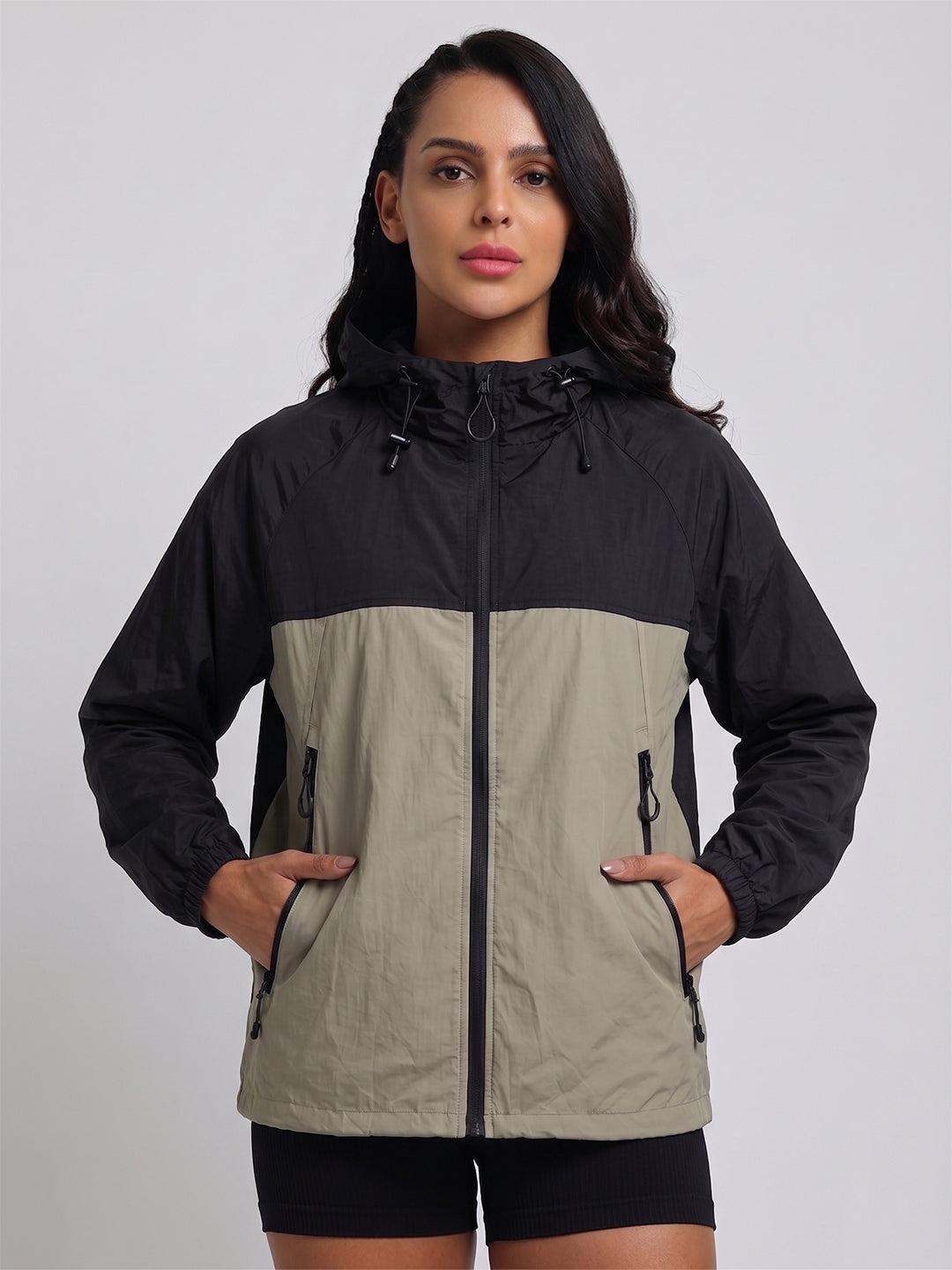 Women's Black Green Hooded Sunscreen Jacket UPF 50+ | UV & Sun Protection
