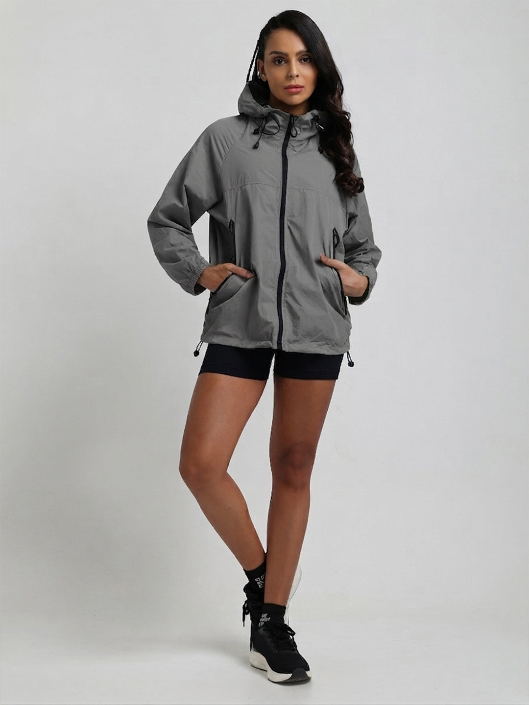 Women's Grey Hooded Sunscreen Jacket UPF 50+ | UV & Sun Protection