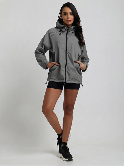 Women's Grey Hooded Sunscreen Jacket UPF 50+ | UV & Sun Protection