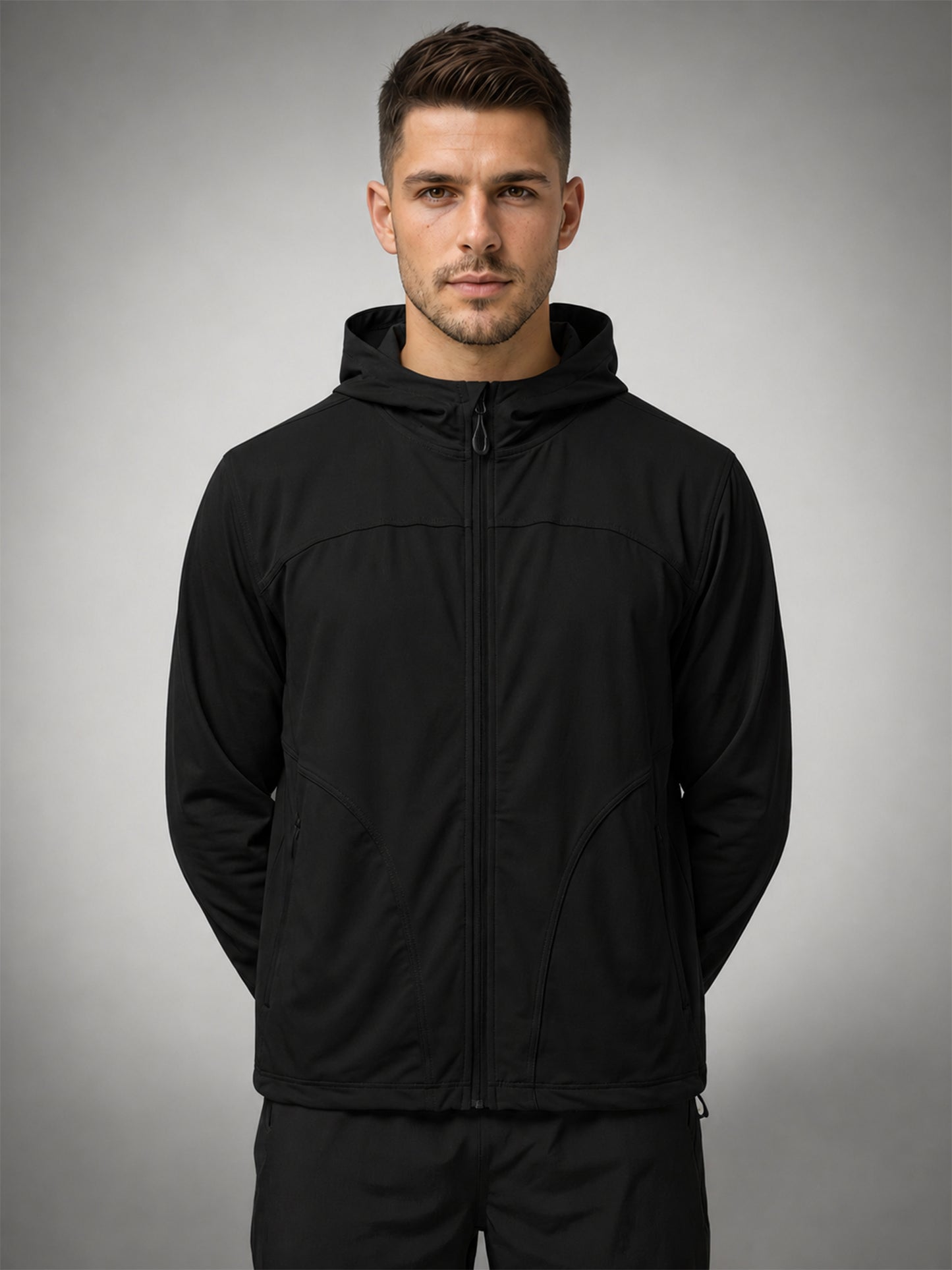 Men's Lightweight UV Protection Hooded Summer Jacket Black