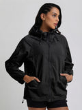 Women's Black Hooded Sunscreen Jacket UPF 50+ | UV & Sun Protection