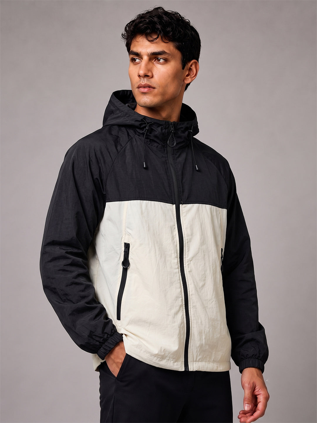 Men's Black White Hooded Sunscreen Jacket UPF 50+ | UV & Sun Protection