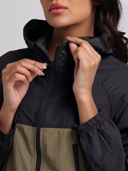 Women's Black Green Hooded Sunscreen Jacket UPF 50+ | UV & Sun Protection