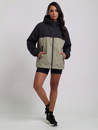Women's Black Green Hooded Sunscreen Jacket UPF 50+ | UV & Sun Protection