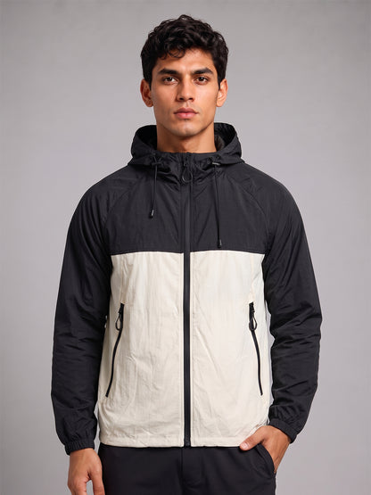 Men's Black White Hooded Sunscreen Jacket UPF 50+ | UV & Sun Protection