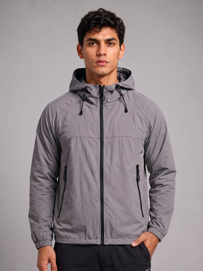 Men's Grey Hooded Sunscreen Jacket UPF 50+ | UV & Sun Protection