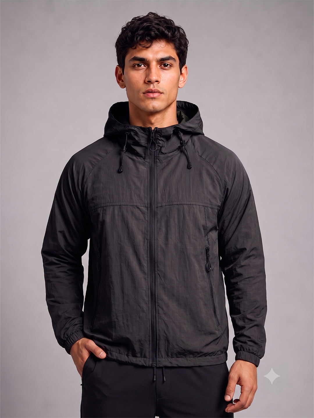 Men's Black Hooded Sunscreen Jacket UPF 50+ | UV & Sun Protection