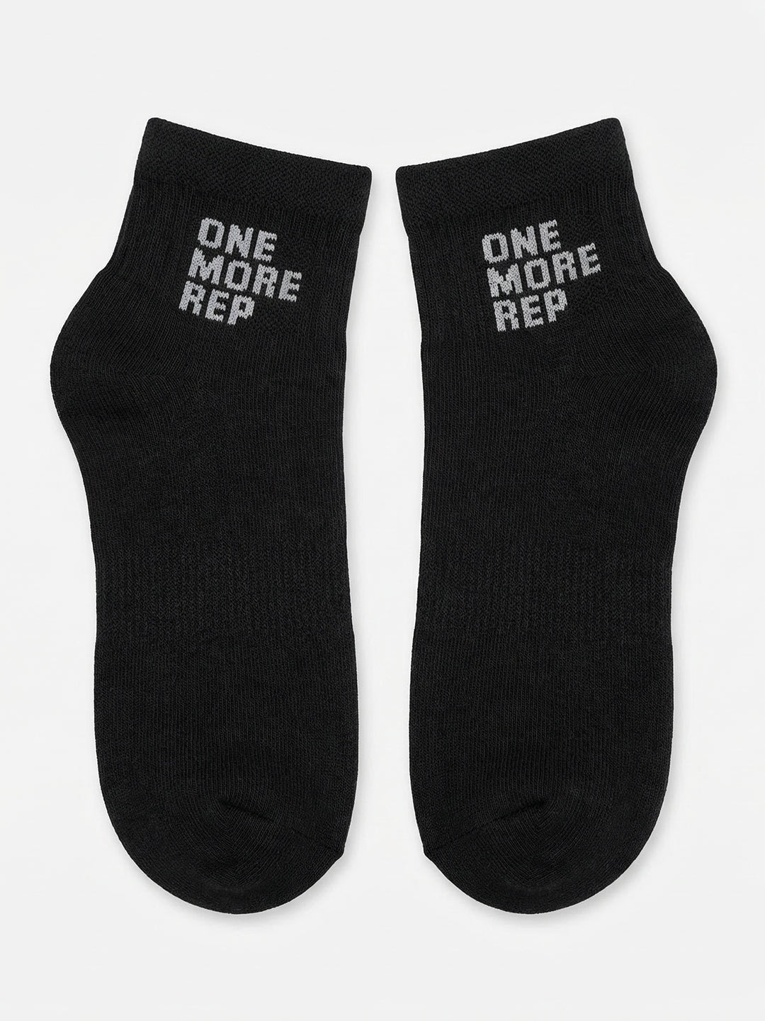 CHKOKKO “One More Rep” Printed Ankle Socks – Unisex Cotton Sports Socks Black