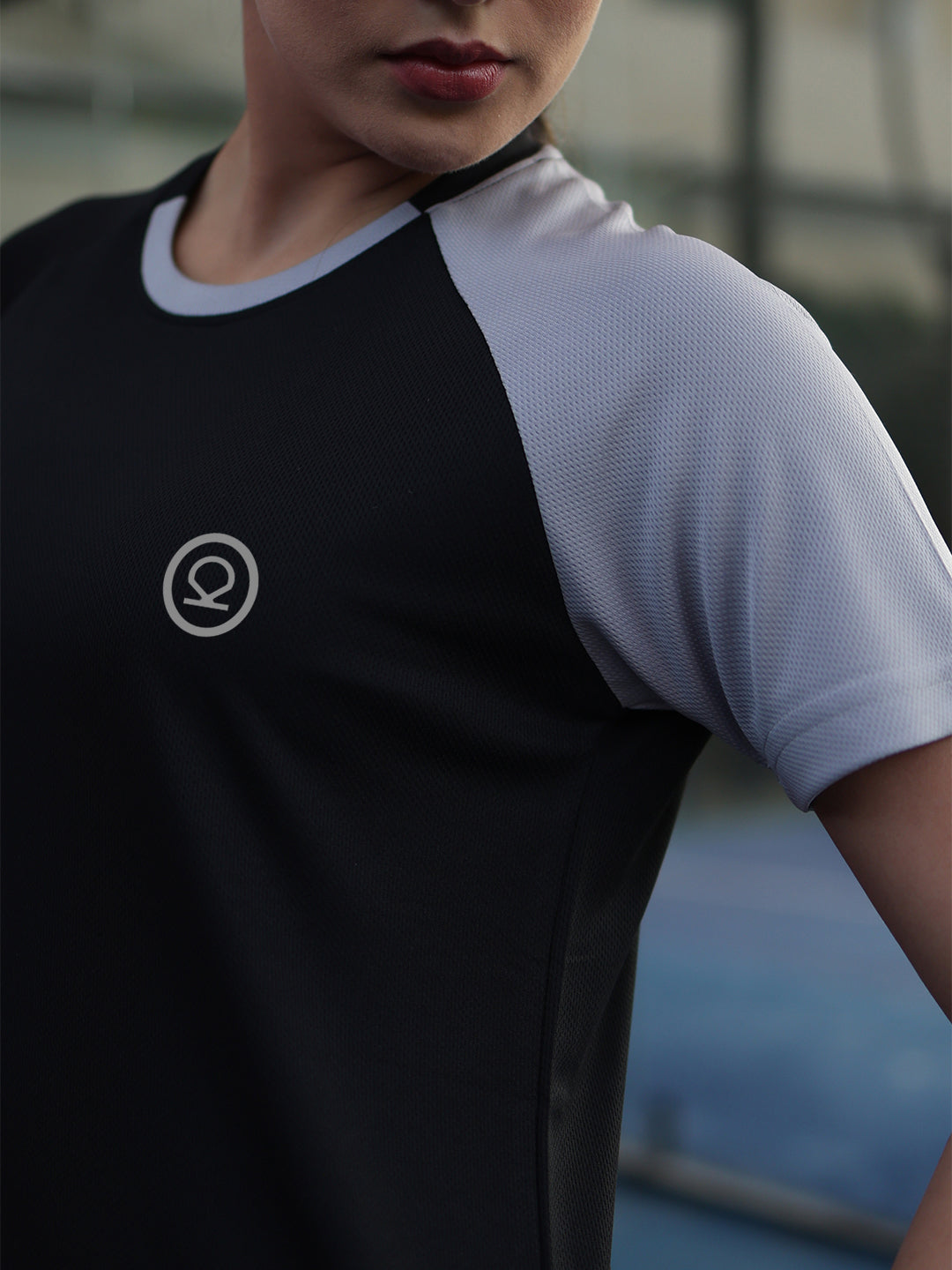 Women's Half Sleeves Sports Gym T-shirt Grey Black