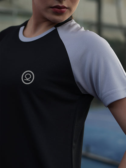 Women's Half Sleeves Sports Gym T-shirt Grey Black
