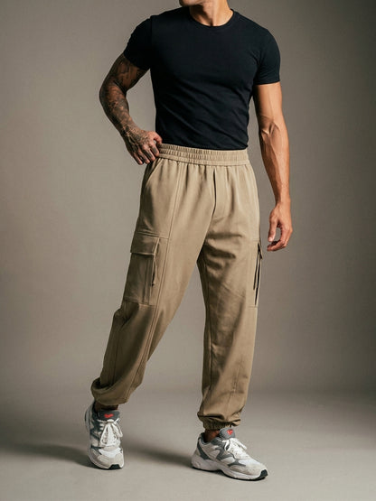 Men’s Khaki Relaxed Fit Sports Trackpant
