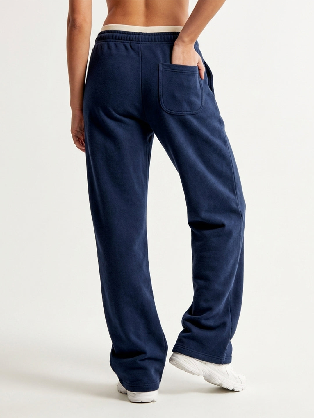 Women Relaxed Fit Wide Leg Trackpants Navy