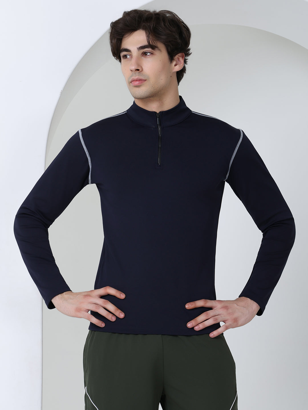 Men’s Full Sleeves Performance Compression T-Shirt for Gym Navy