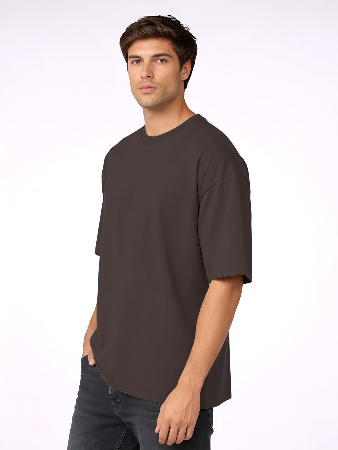 Men’s Oversized Relaxed Fit Cotton T-Shirt Brown