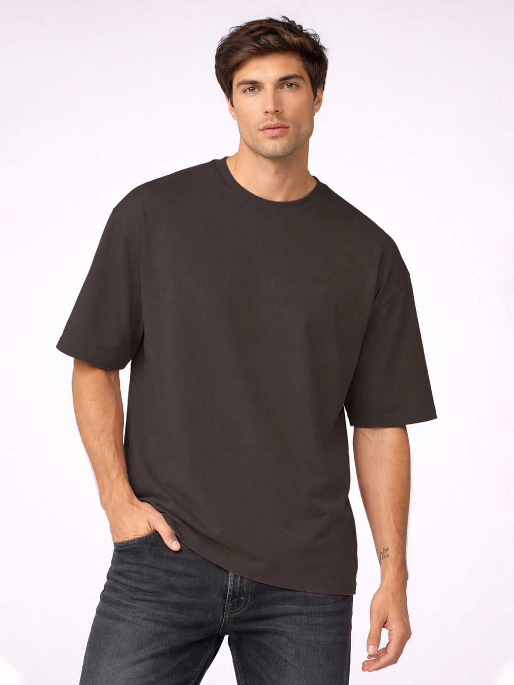 Men’s Oversized Relaxed Fit Cotton T-Shirt Brown
