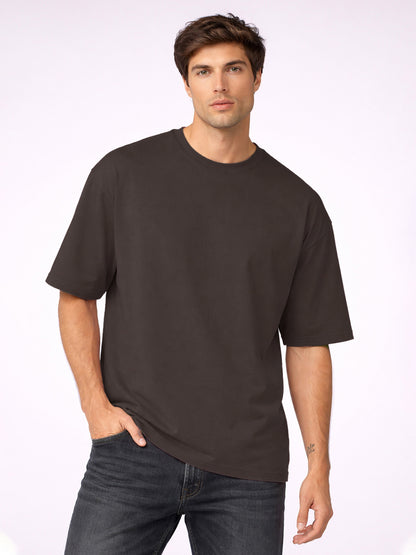 Men’s Oversized Relaxed Fit Cotton T-Shirt Brown