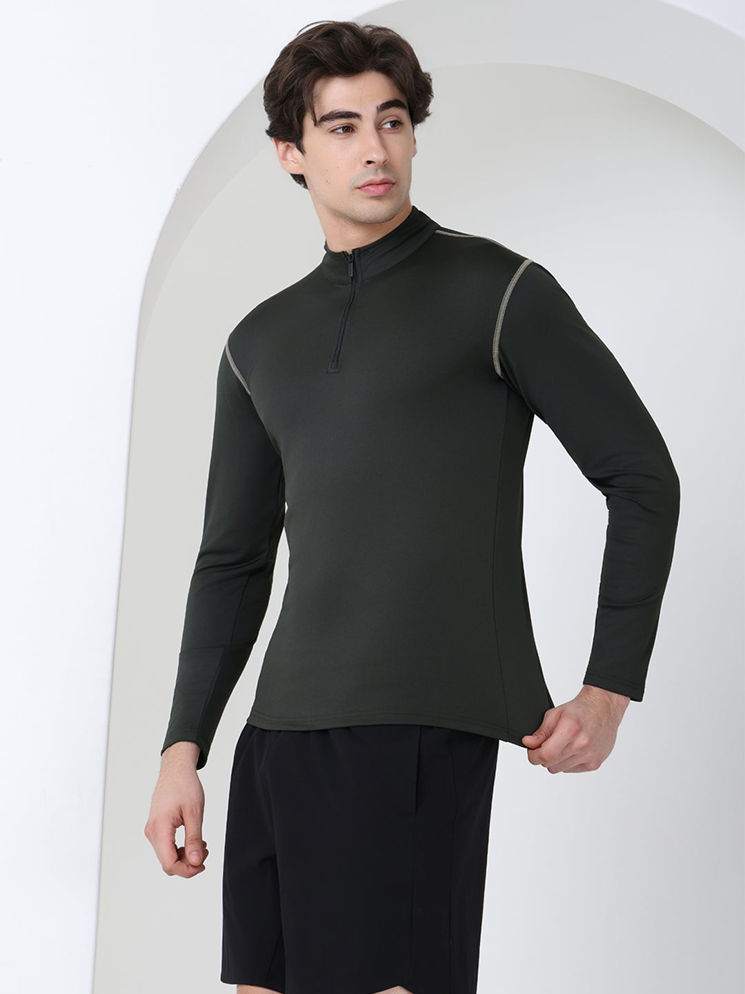 Men’s Full Sleeves Performance Compression T-Shirt for Gym Olive