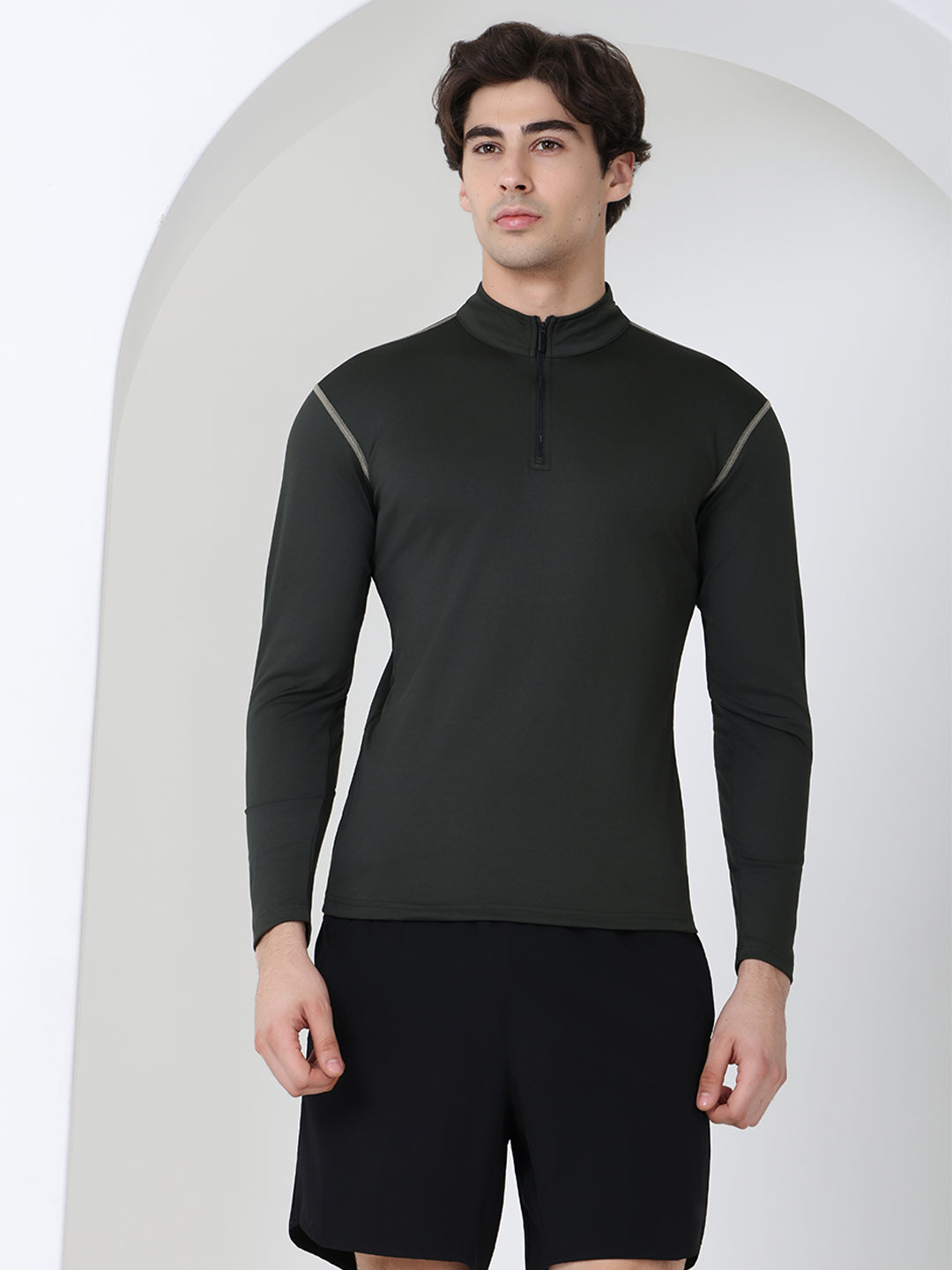 Men’s Full Sleeves Performance Compression T-Shirt for Gym Olive