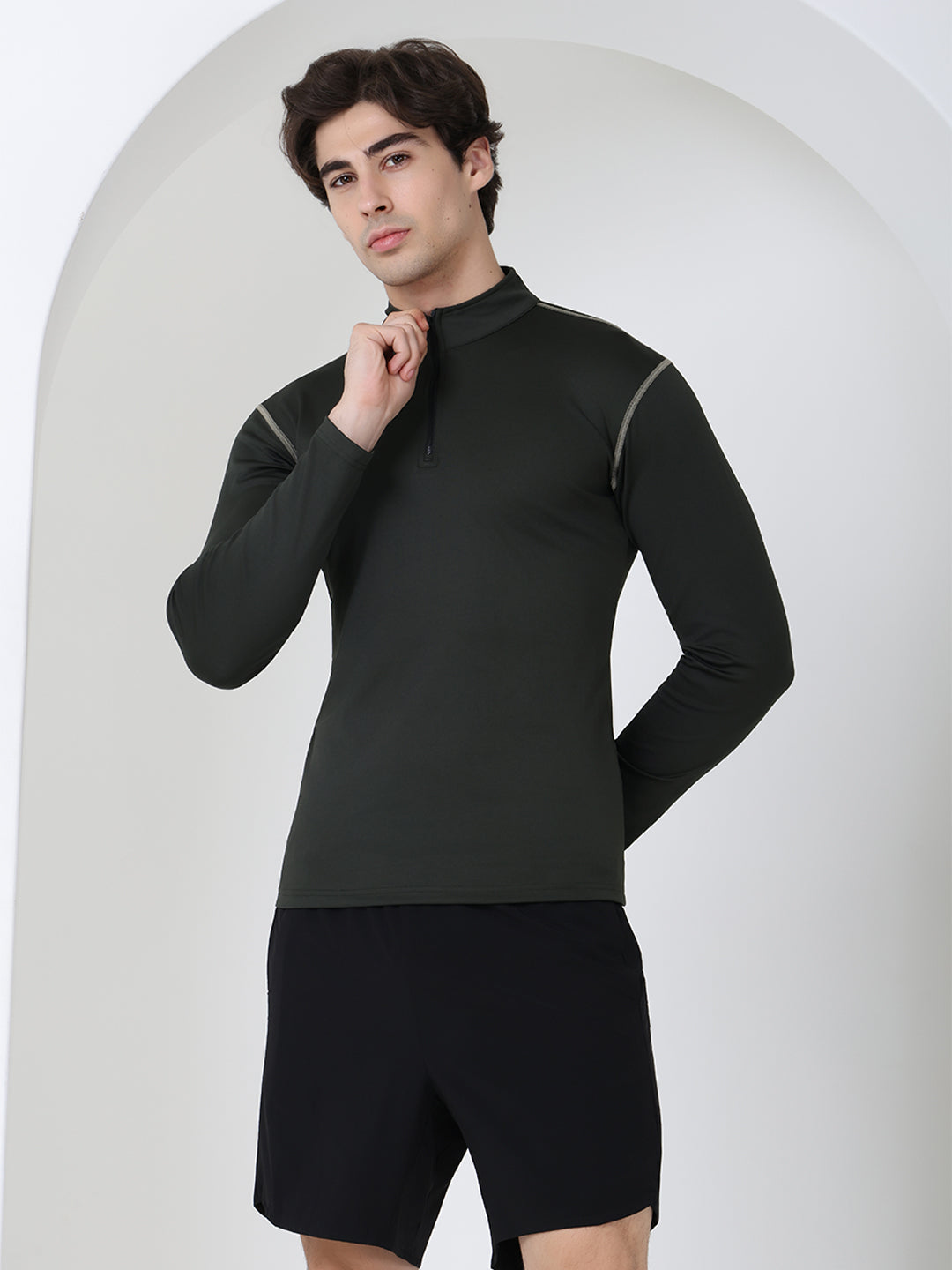 Men’s Full Sleeves Performance Compression T-Shirt for Gym Olive