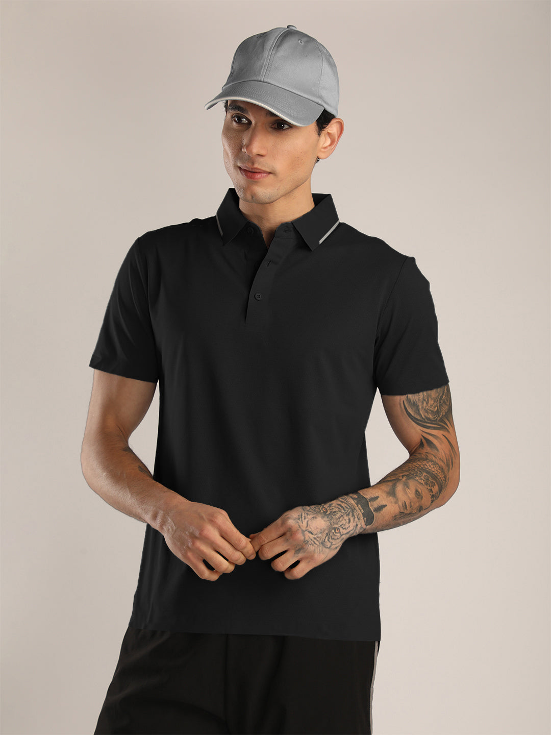 Men’s Black Premium Polo Sports T-Shirt