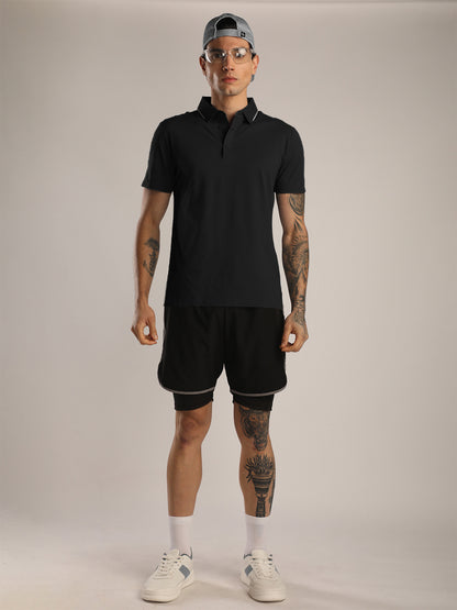 Men’s Black Premium Polo Sports T-Shirt