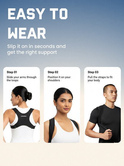 Chkokko Adjustable Posture Corrector for Men & Women – Upper Back & Shoulder Support Brace