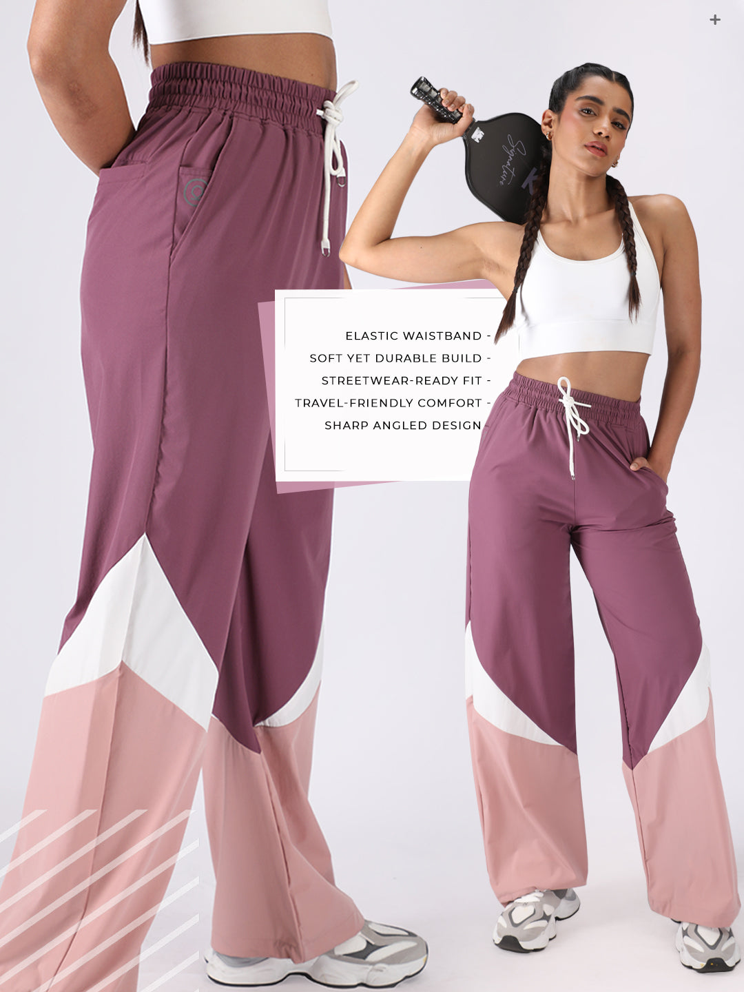 Women Stylish Colorblock Relaxed Fit Sports Track Pants