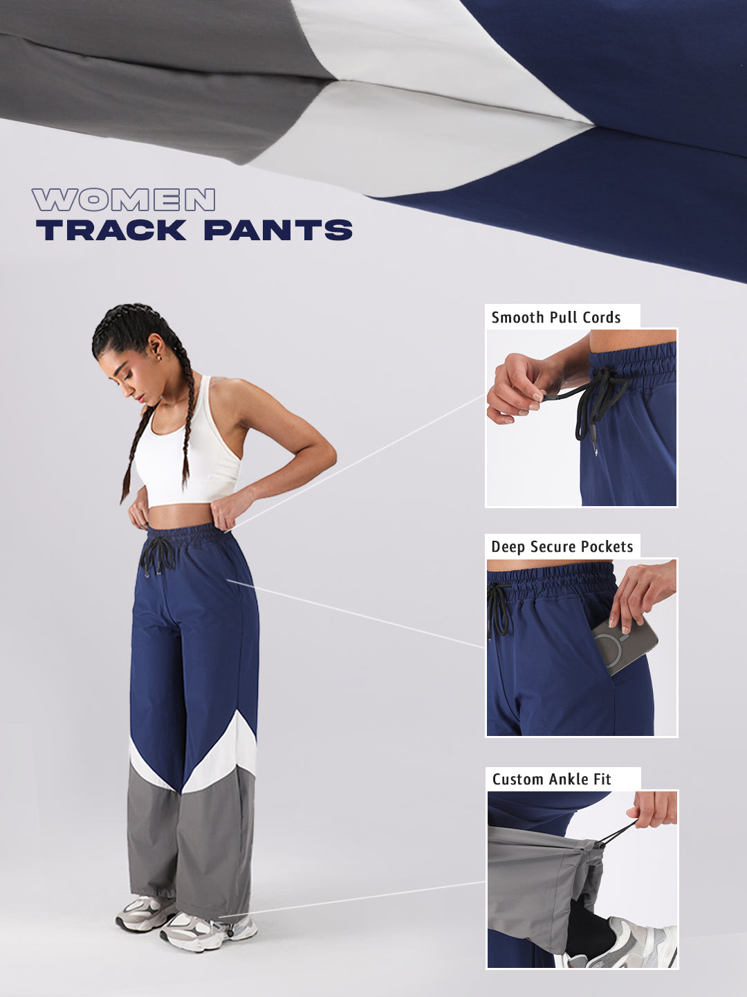 Women Stylish Colorblock Relaxed Fit Sports Track Pants