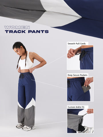 Women Stylish Colorblock Relaxed Fit Sports Track Pants
