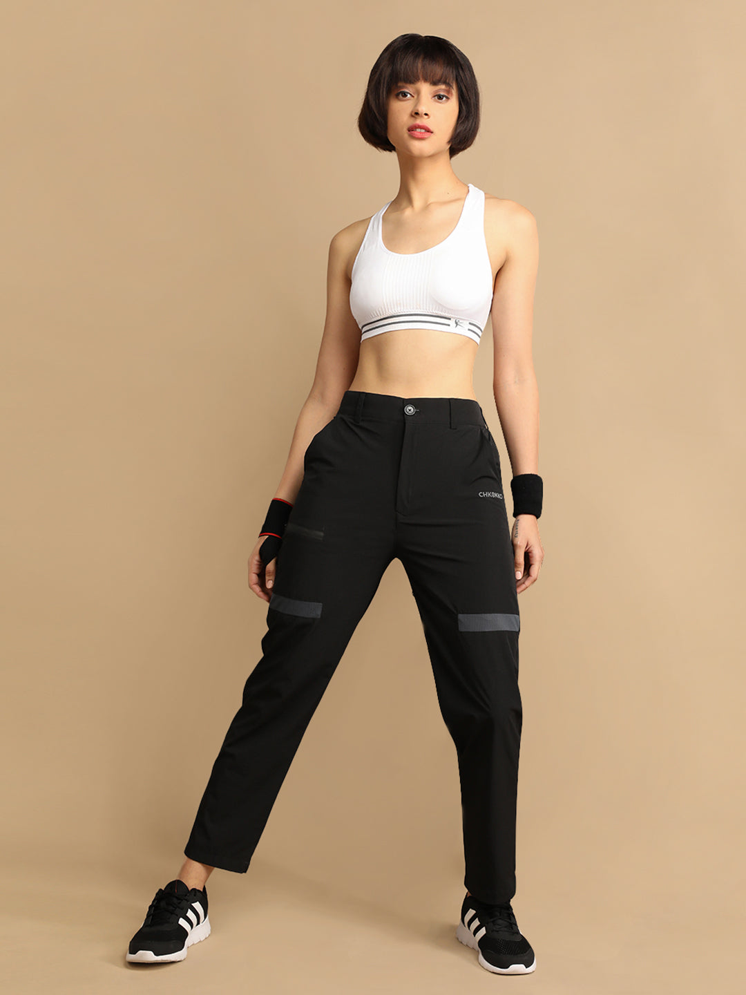 Women's Black DarkGrey Active Trouser | CHKOKKO