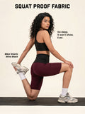 Women High-Waist Biker Shorts Wine Black