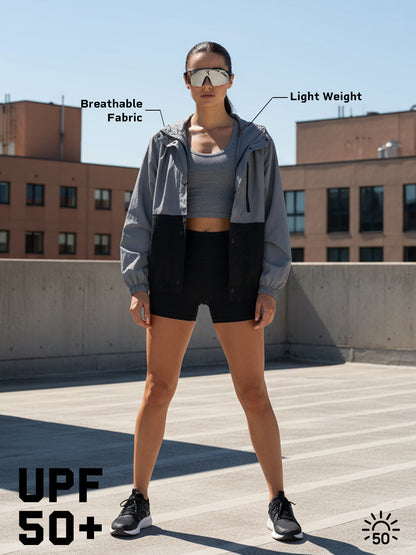 Women’s Lightweight UPF 50+ Sun Protection Summer Jacket Grey Black