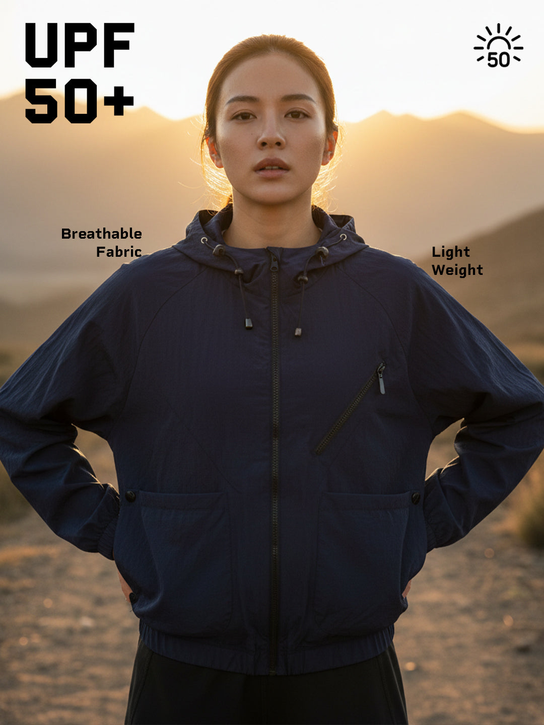 Women’s Lightweight UPF 50+ Sun Protection Summer Jacket Navy