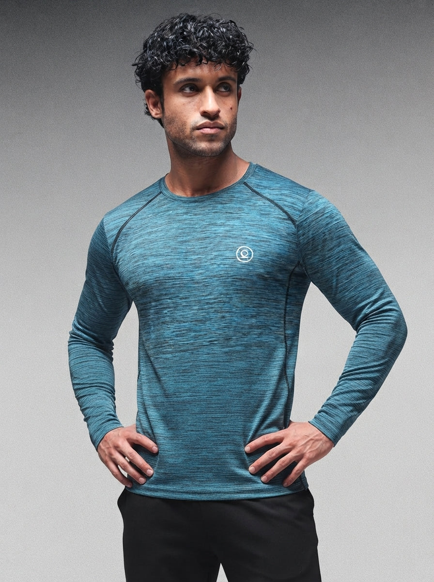 Men's Regular Dry Fit Full Sleeves Gym T-Shirt Sea Green