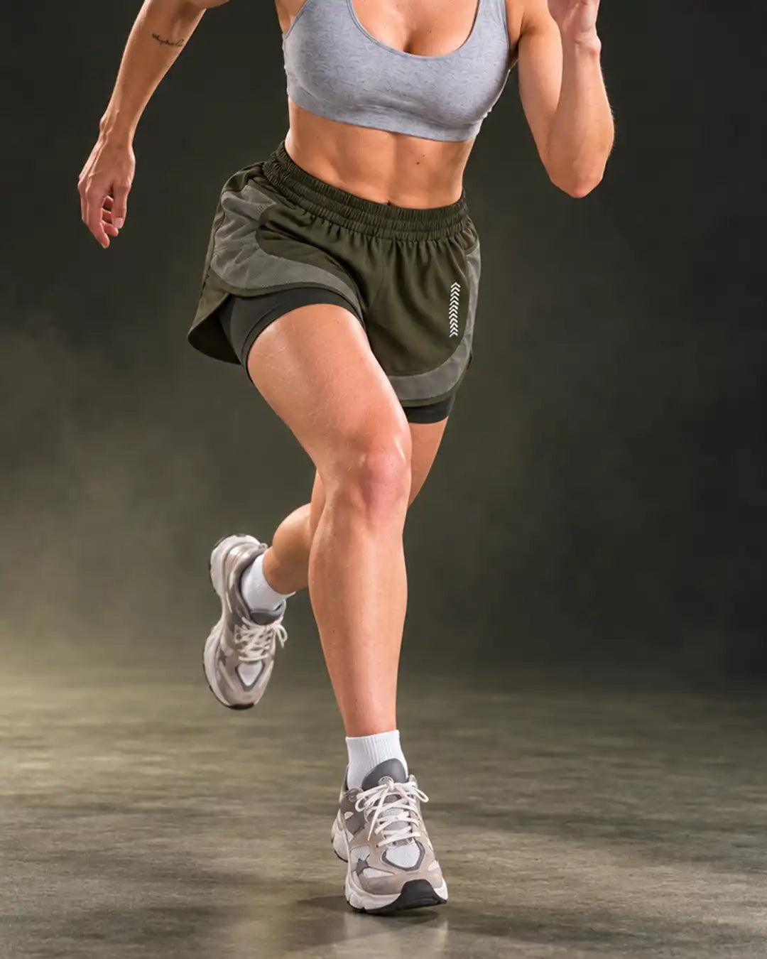 Women’s Double Layer Sports Running Shorts Olive