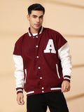 Men Oversized Winter Wear Varsity Jacket with Ribbed Cuffs