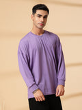 Men Purple Oversized Full Sleeve Round Neck Tshirt