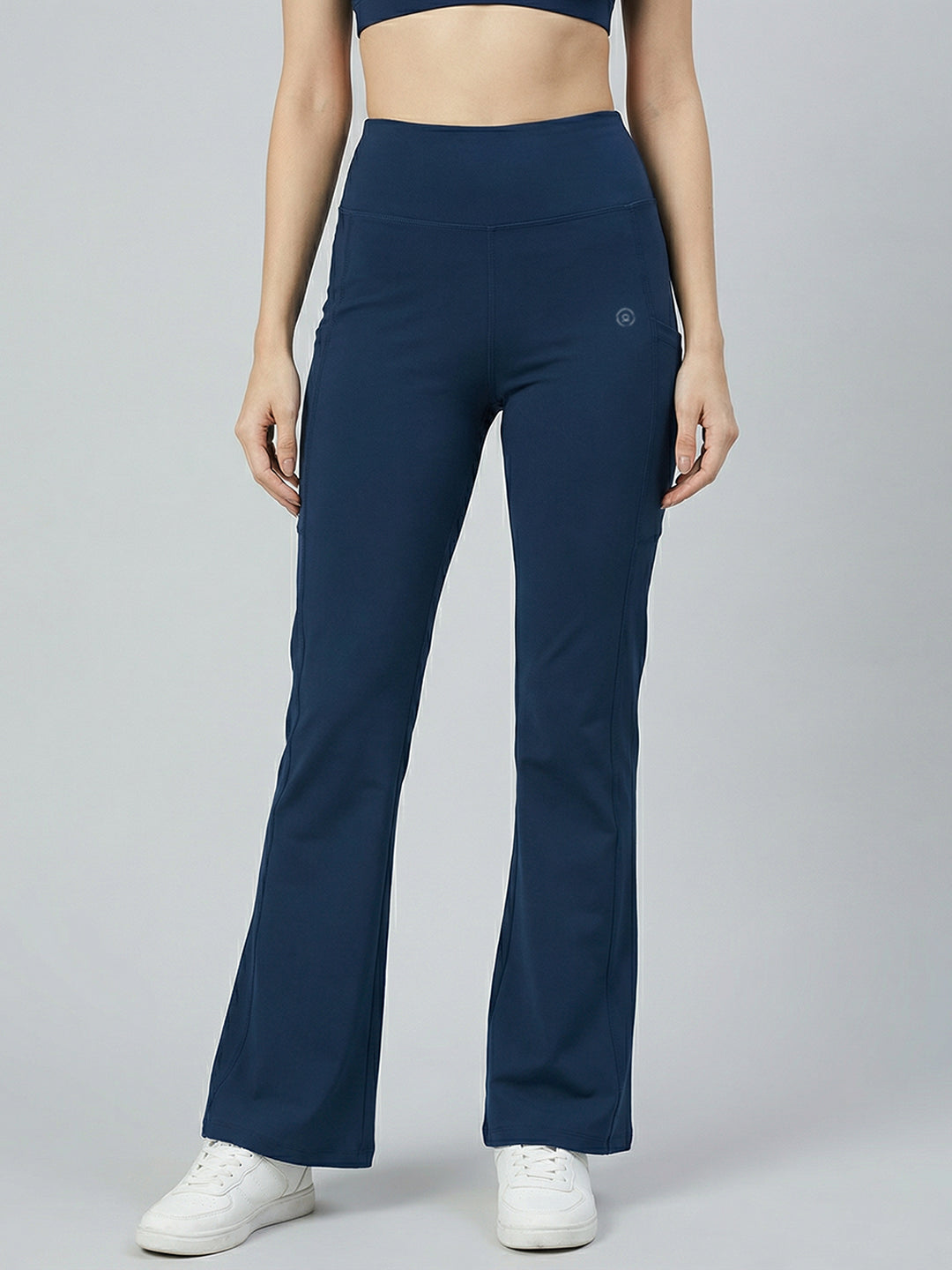 Women's High Waist Solid Flared Pants Indigo