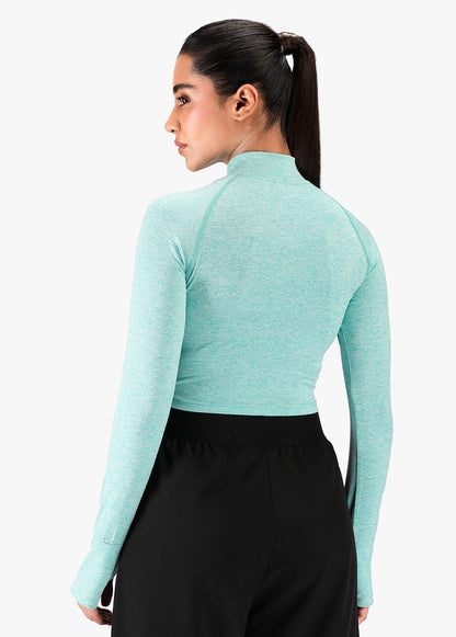 Women’s Full Sleeve Crop Top – Slim Fit Activewear T-Shirt for Gym