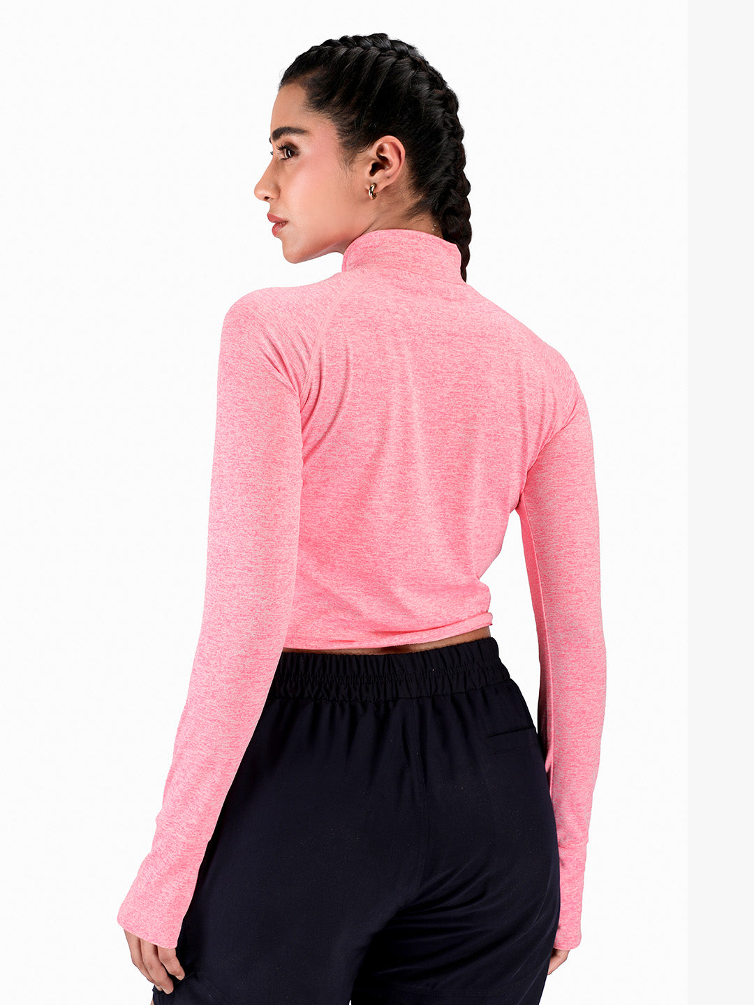 Women’s Full Sleeve Crop Top – Slim Fit Activewear T-Shirt for Gym