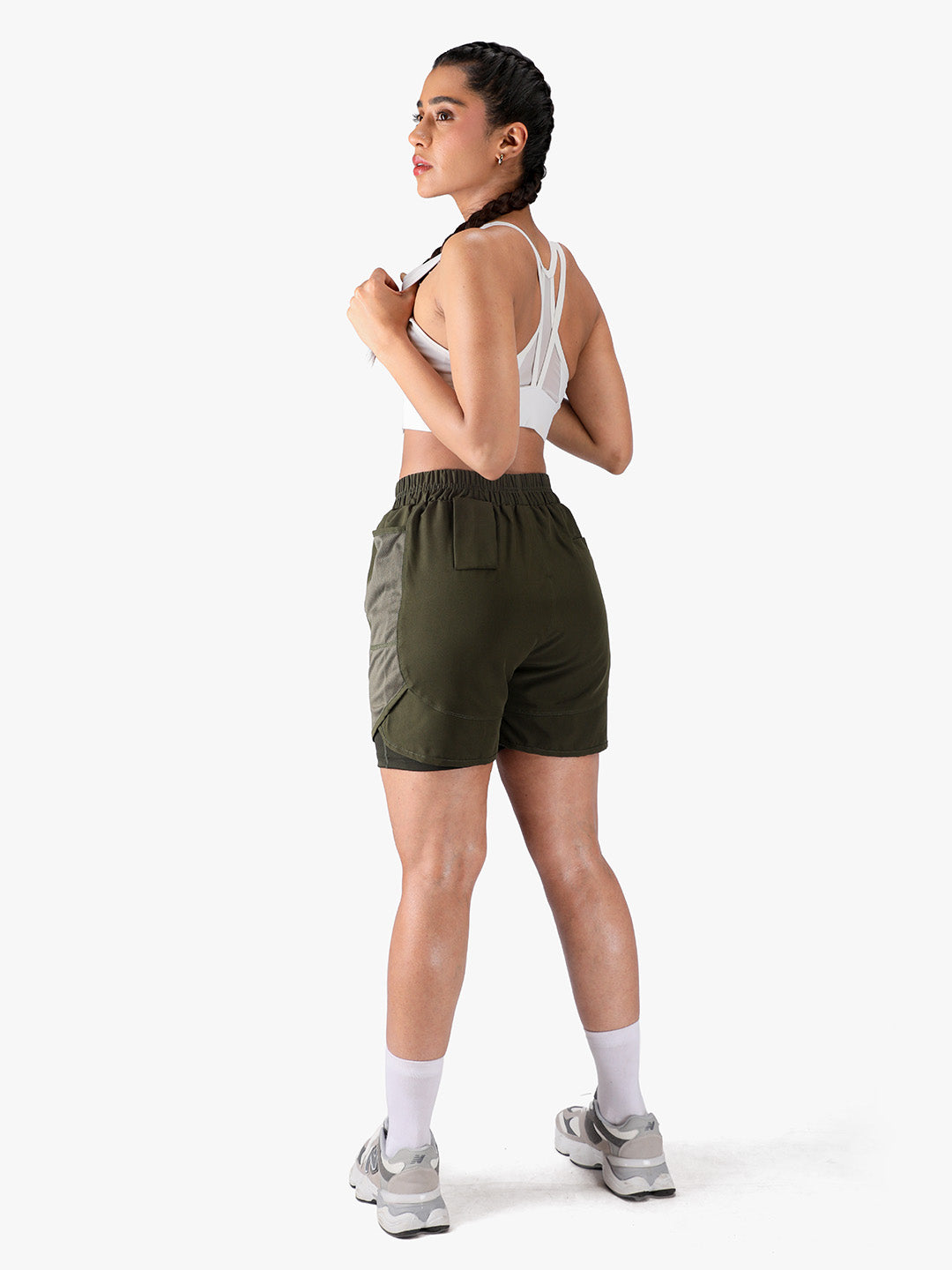 Women’s Double Layer Sports Running Shorts Olive