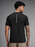 Men's Half Sleeves Dry Fit Gym T-shirt Black Grey