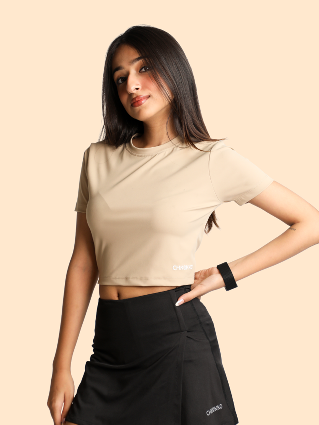 Women Round Neck Half Sleeve Sports Crop Top